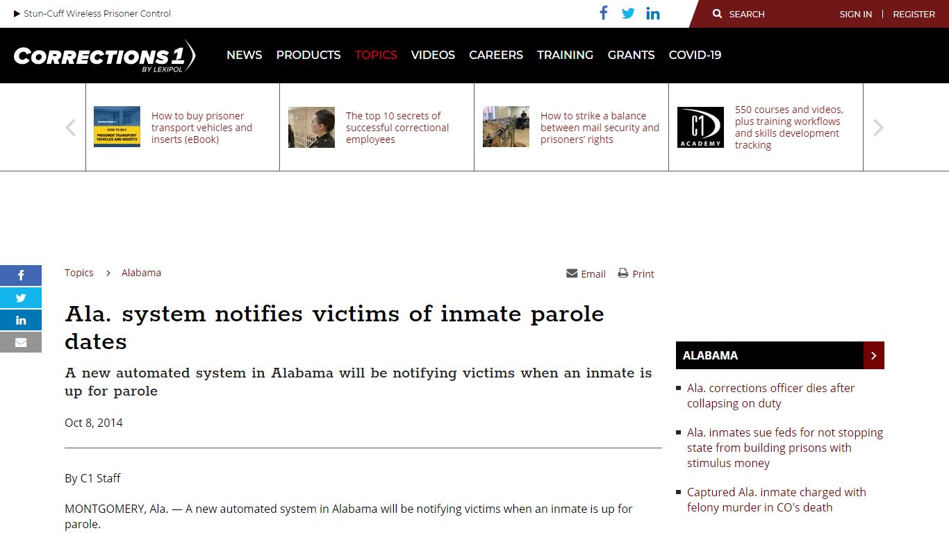 Ala. system notifies victims of inmate parole dates